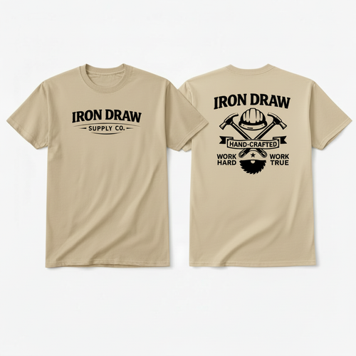 Iron Draw Blue Collar T-Shirt - Darker Sand, Black Logo