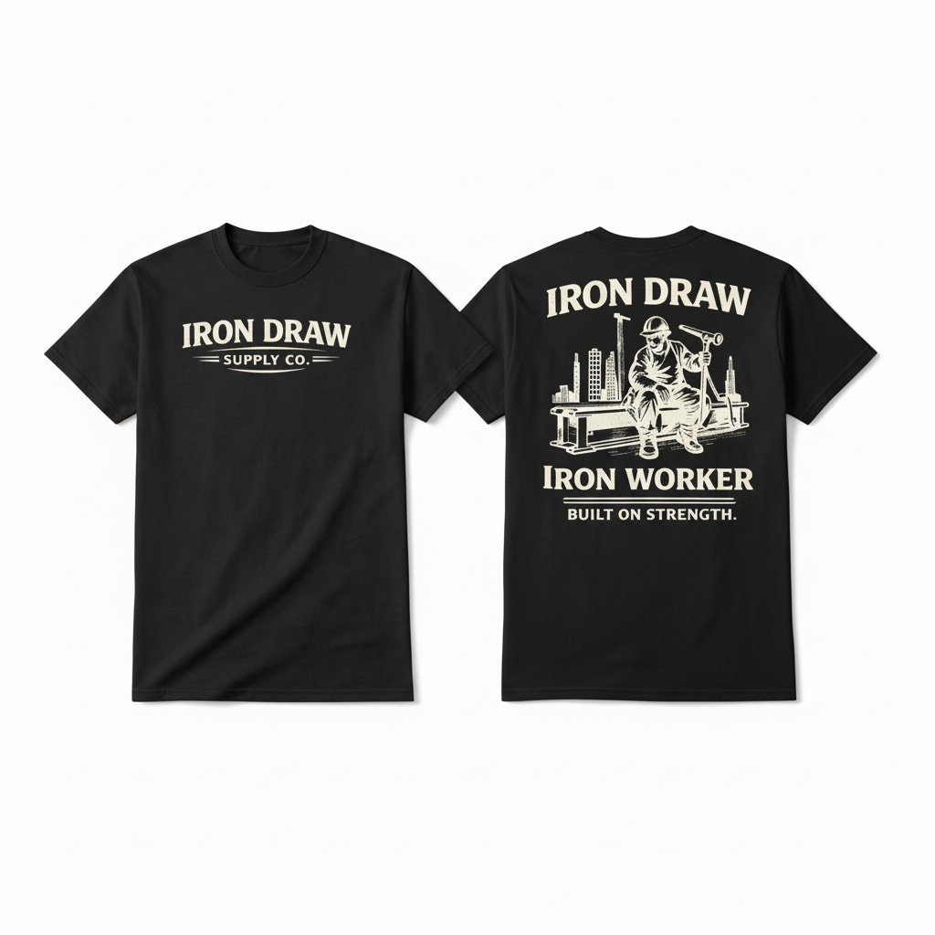 Iron Draw Iron Worker T-Shirt - Black, White Logo