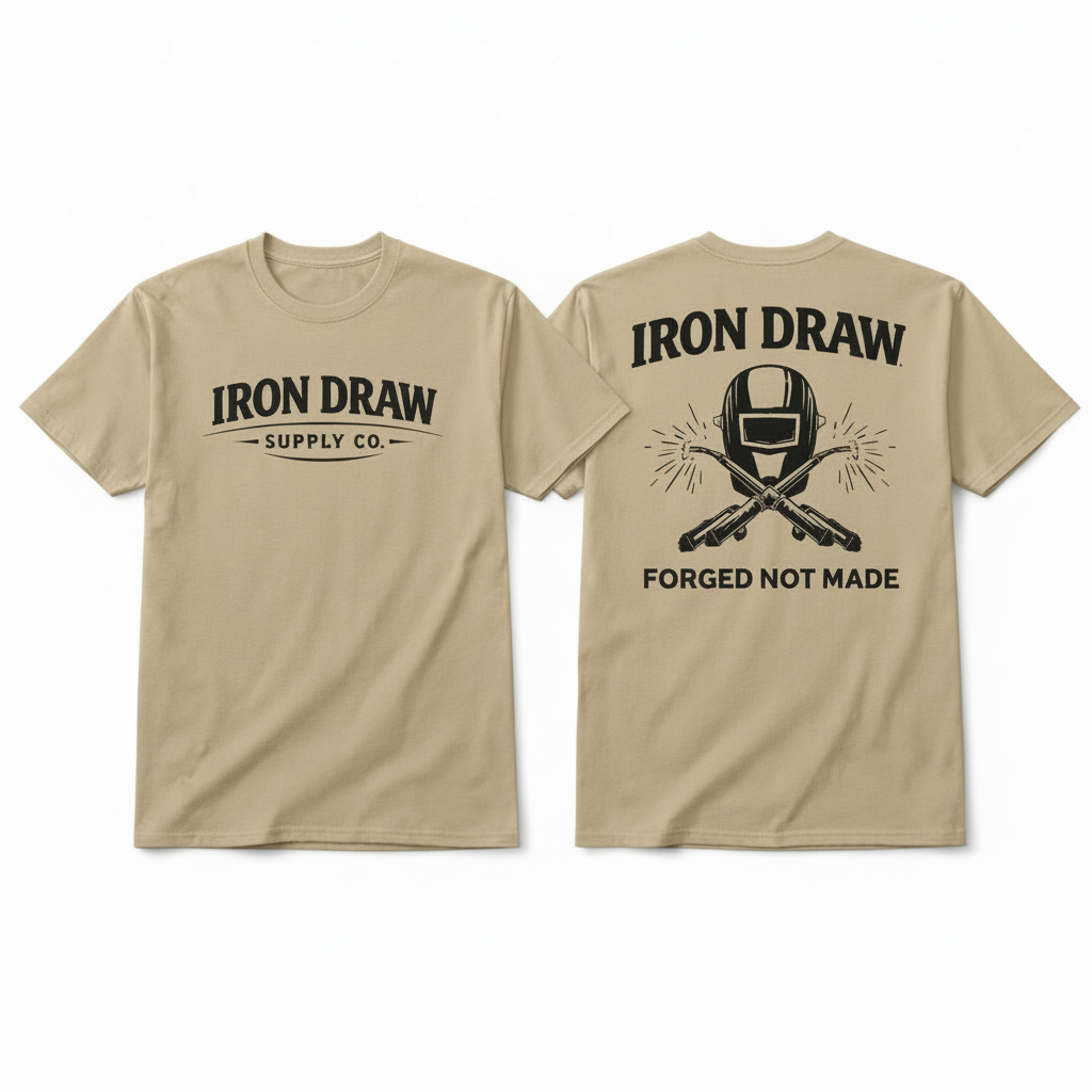 Iron Draw Welder T-Shirt - Light Sand, Black Logo